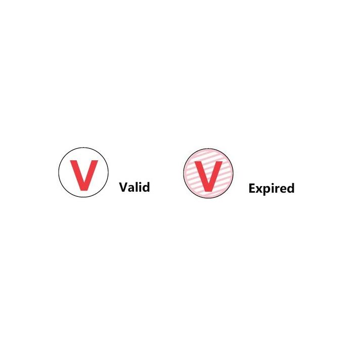 DOT-Expiring Stickers with Red "V" 0