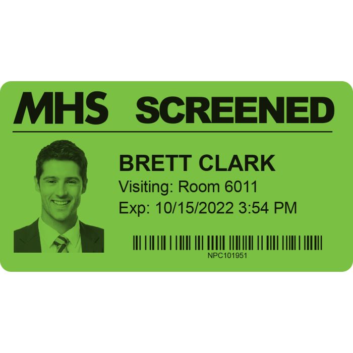 Thermal Printable Visitor Badge, 4" - Green