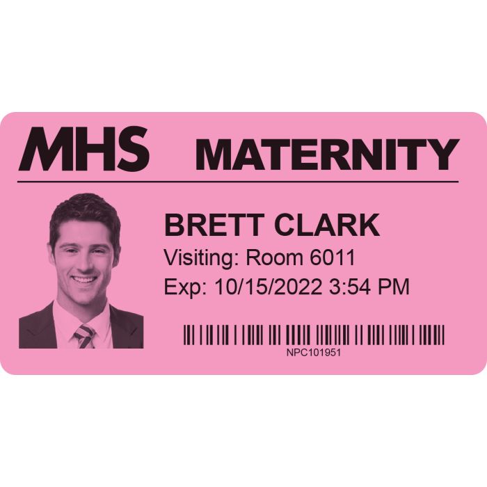 Thermal Printable Visitor Badge, 4" - Pink
