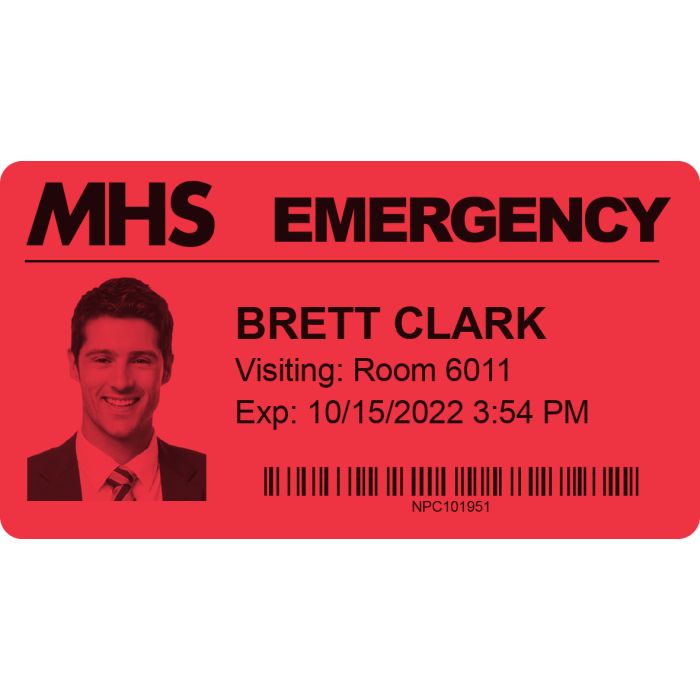 Thermal Printable Visitor Badge, 4" - Red