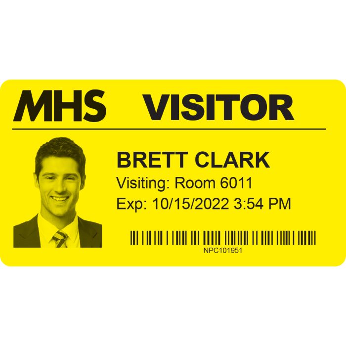 Thermal Printable Visitor Badge, 4" - Yellow