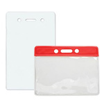 Clear Vinyl - Vertical - Proximity Badge Holder w/ Slot & Chain Holes & Red Bar Shop Clear Vinyl - Vertical - Proximity Badge Holder w/ Slot & Chain Holes & Red Bar